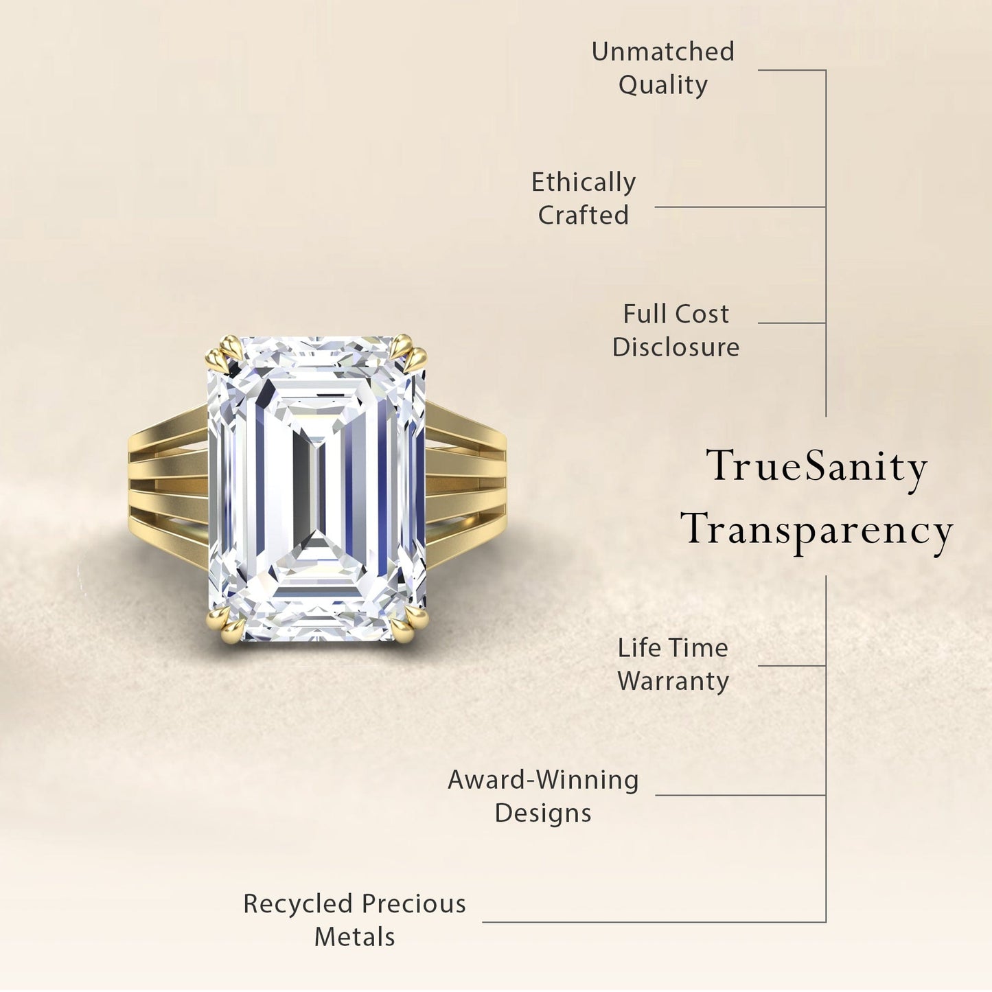 Moissanite & Diamond Fashion Solitaire Ring - Tasmia