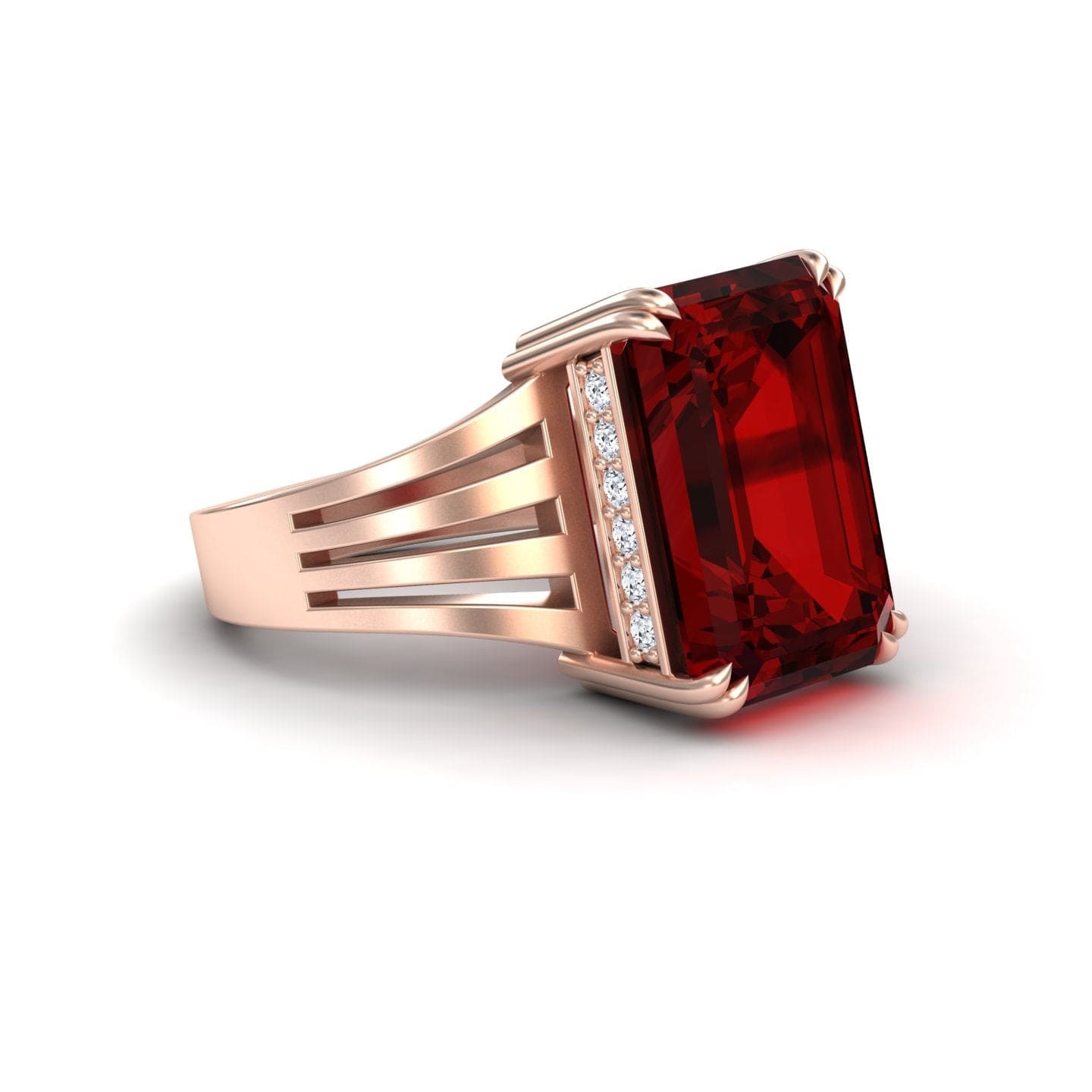 Garnet & Diamond Fashion Solitaire Ring - Tasmia