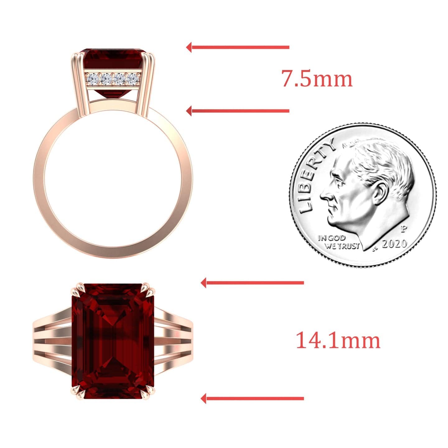 Garnet & Diamond Fashion Solitaire Ring - Tasmia