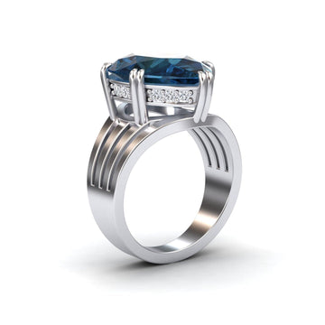 London Blue Topaz & Diamond Regal Ring - Anna