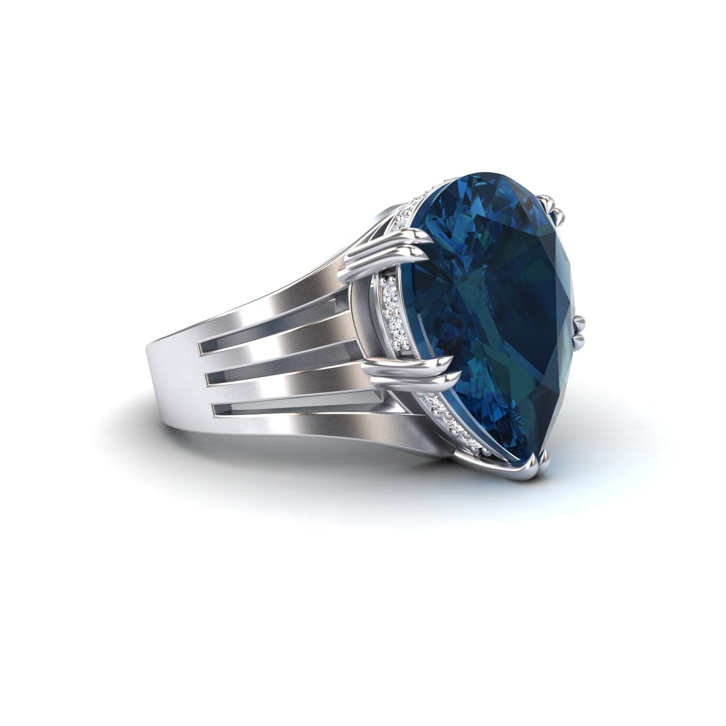 London Blue Topaz & Diamond Regal Ring - Anna