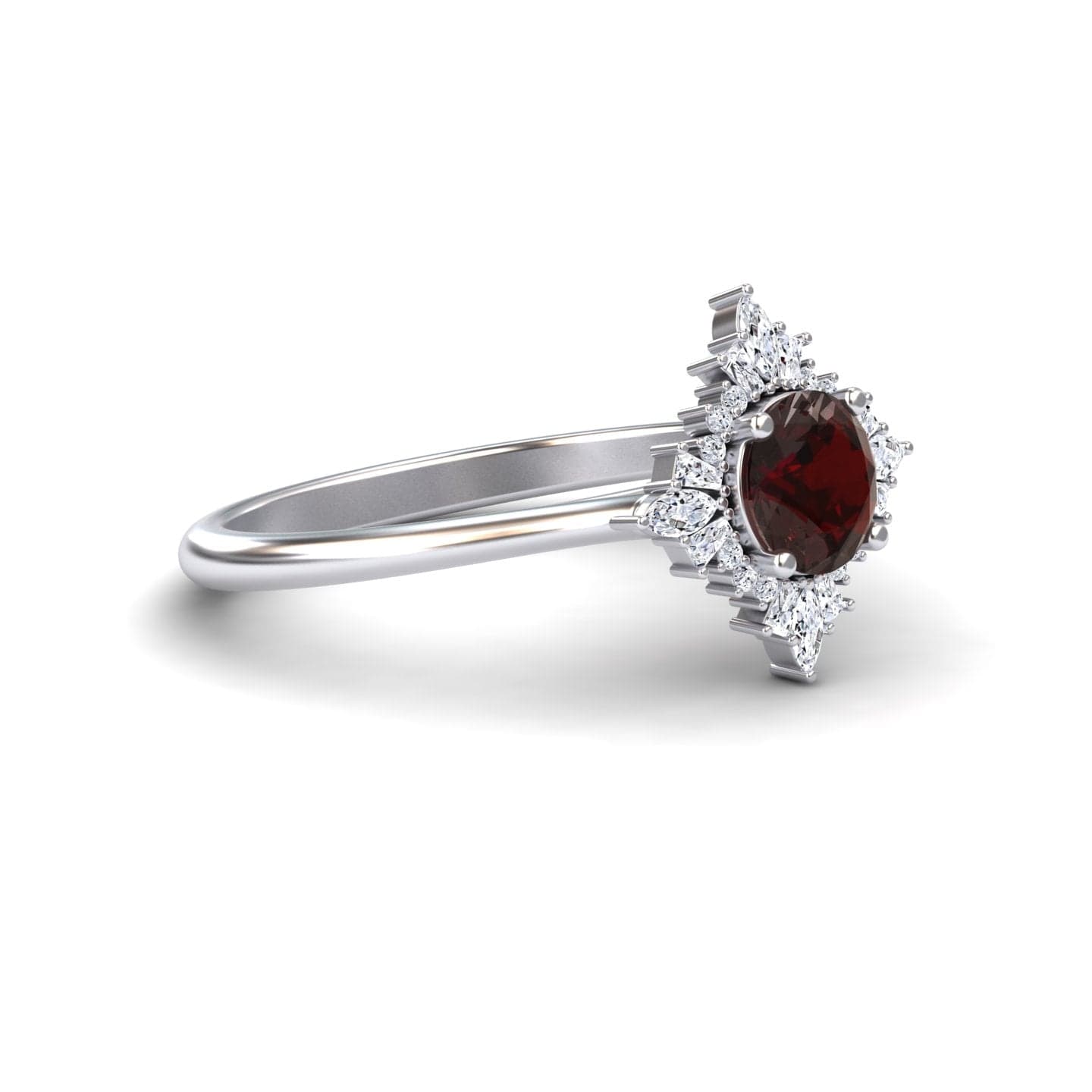 Garnet & Diamond Vintage-Inspired Starburst Ring - Delia
