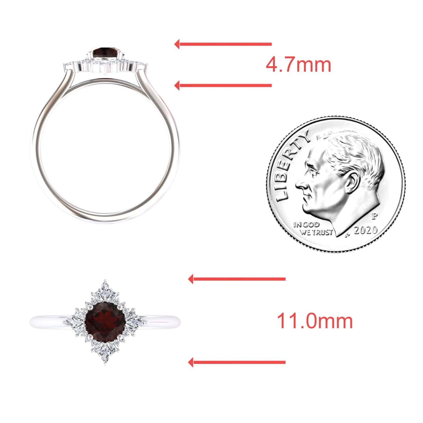 Garnet & Diamond Vintage-Inspired Starburst Ring - Delia
