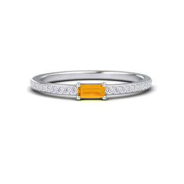 Citrine & Diamond Pave Ring - Dia