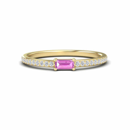 Pink Sapphire & Diamond Pave Ring - Dia