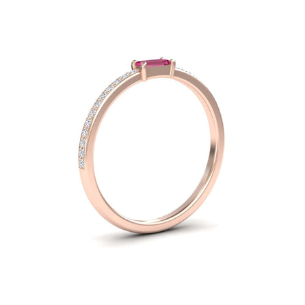 Pink Tourmaline & Diamond Pave Ring - Dia