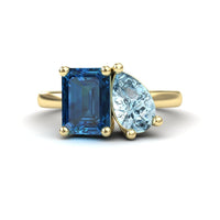 London Blue Topaz & Aquamarine Toi et Moi Cocktail Ring  - Ellen