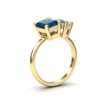 London Blue Topaz & Aquamarine Toi et Moi Cocktail Ring  - Ellen