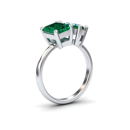Lab Grown Emerald & Moissanite Toi et Moi Cocktail Ring  - Ellen