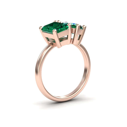 Lab Grown Emerald Toi et Moi Cocktail Ring  - Ellen