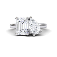 White Moissanite Toi et Moi Cocktail Ring  - Ellen