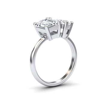 White Moissanite Toi et Moi Cocktail Ring  - Ellen