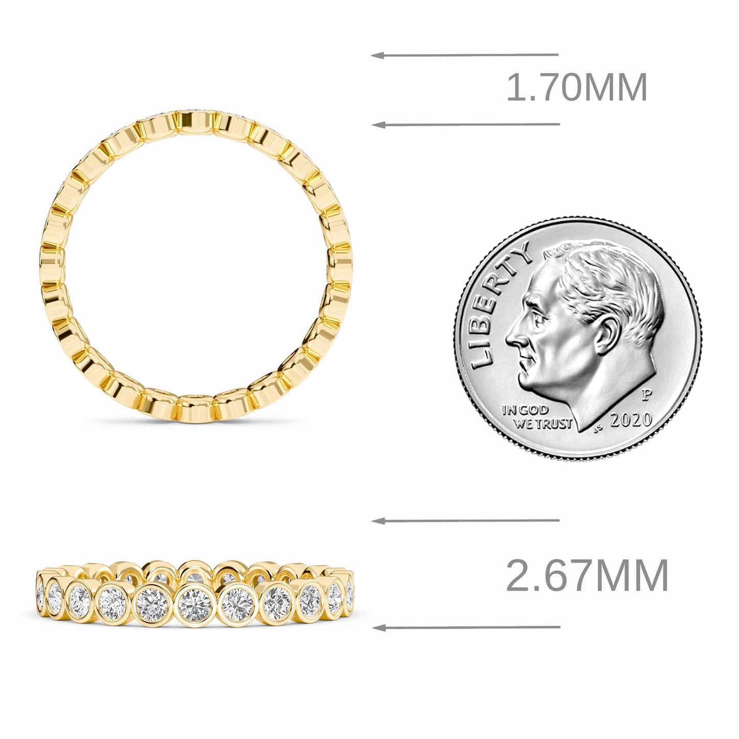 White Diamond Bezel Set Eternity Band Ring - Zara