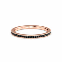 The Black Diamond Milgrain Eternity Pave Band - Mariel is a thin rose gold ring with small black diamonds set along the top and delicate milgrain beaded detailing on each side.