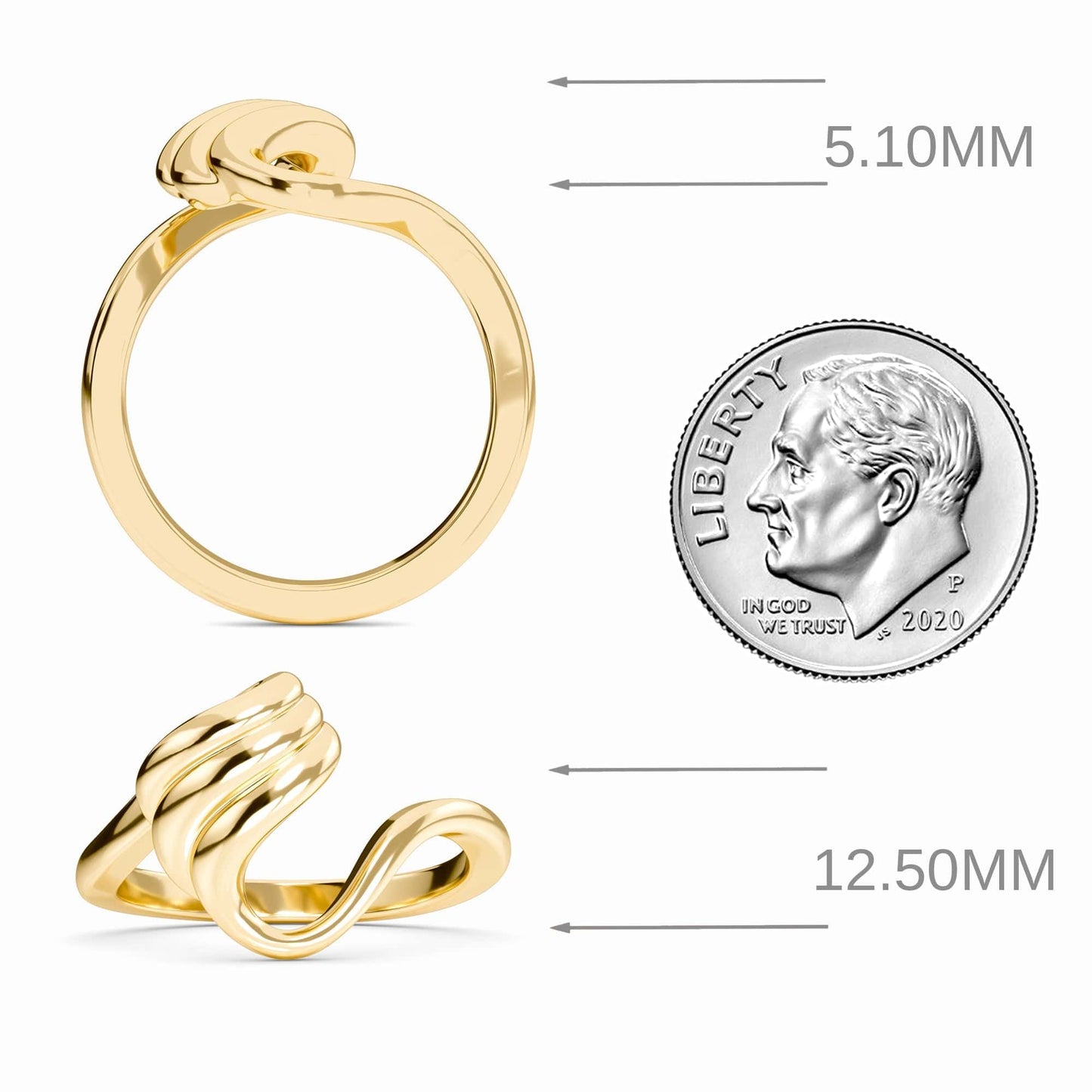 Fluid Swirl Open Band Ring - Elsa