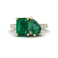 Lab Grown Emerald Toi et Moi Ring - Gauri