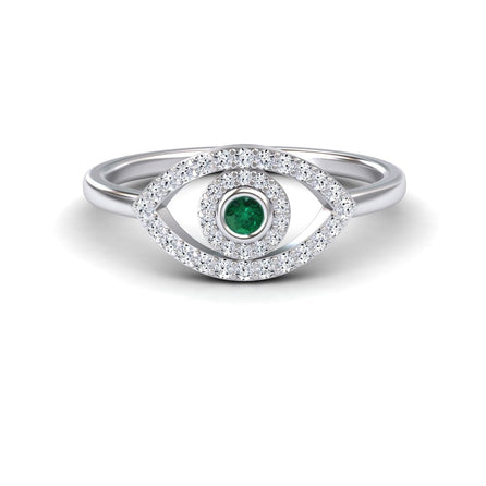 Emerald & Diamond Evil Eye Ring - Hazel