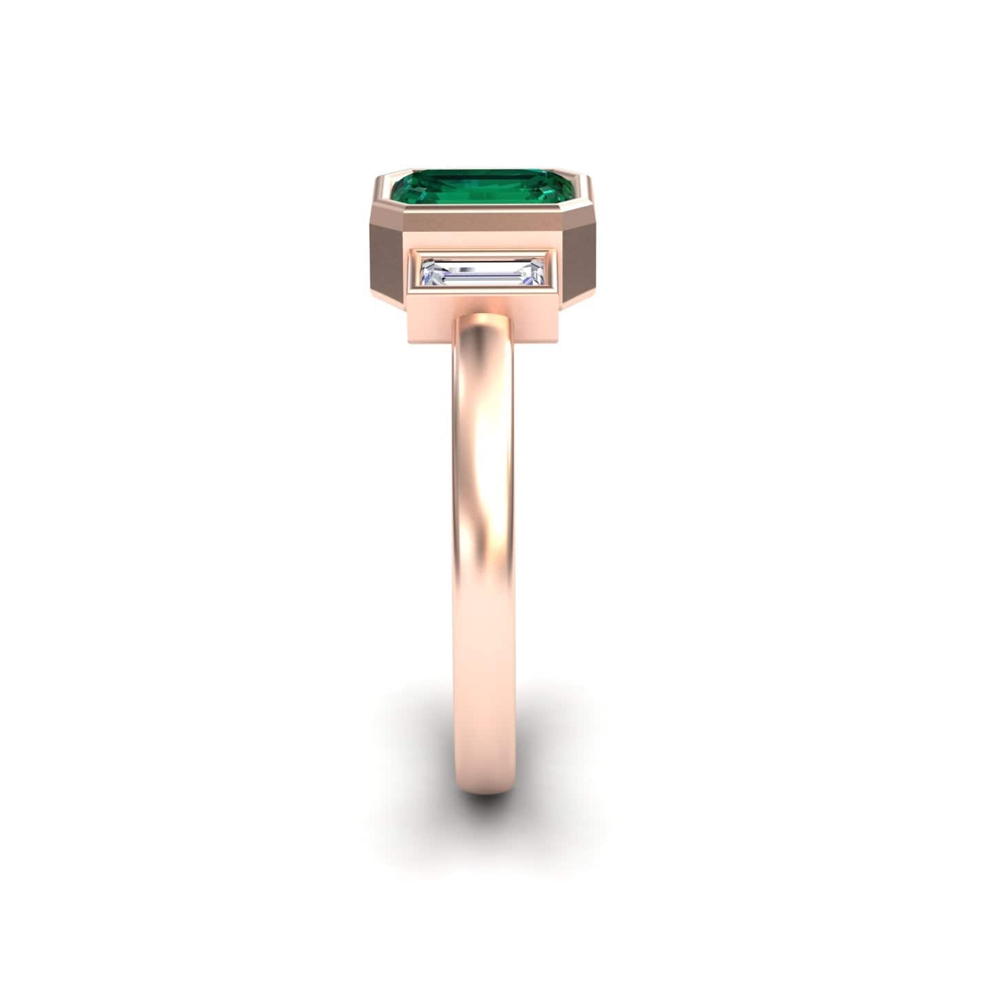 Emerald & Diamond Three-Stone Art Deco Ring - Ivy