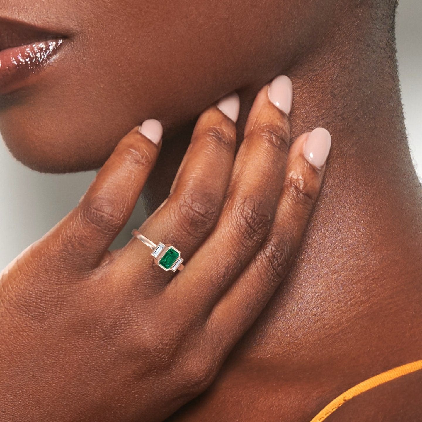 Emerald & Diamond Three-Stone Art Deco Ring - Ivy