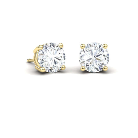 White Diamond Classic Four-Prong Stud Earrings - Krisha
