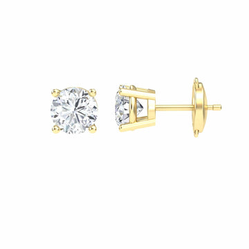 White Diamond Classic Four-Prong Stud Earrings - Krisha