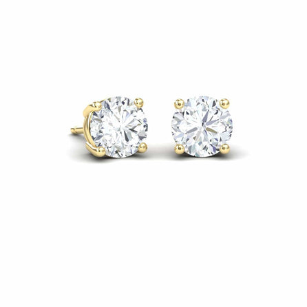 White Diamond Classic Four-Prong Stud Earrings - Krisha