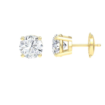 White Diamond Classic Four-Prong Stud Earrings - Krisha