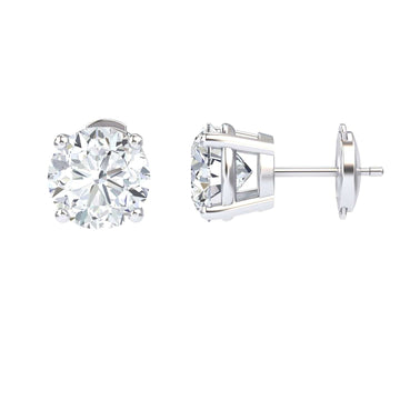 White Diamond Classic Four-Prong Stud Earrings - Krisha