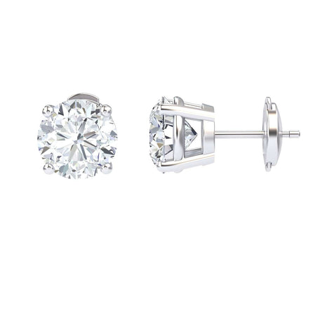 White Diamond Classic Four-Prong Stud Earrings - Krisha