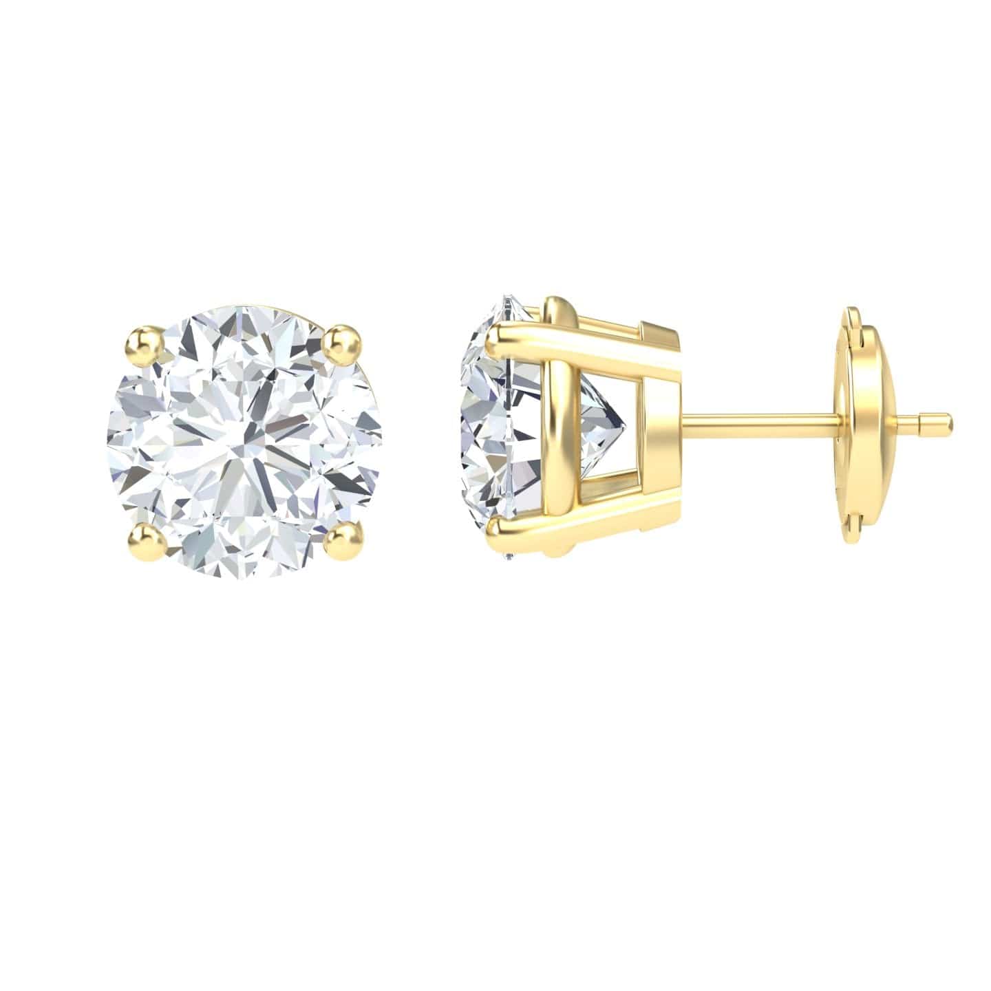White Diamond Classic Four-Prong Stud Earrings - Krisha