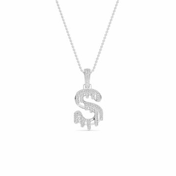 S Initial Dripping Diamond Pendant Necklace - Sergei