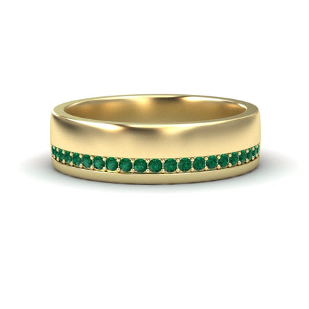 Men's Emerald Channel-Set Wedding Band - Yan