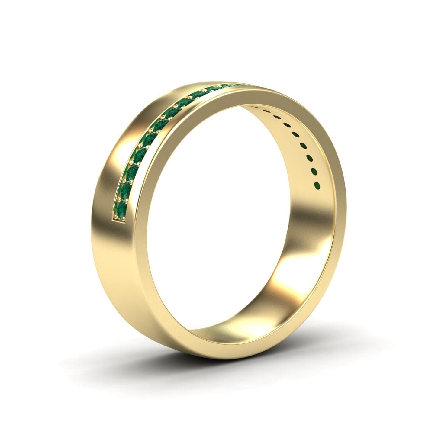 Men's Emerald Channel-Set Wedding Band - Yan