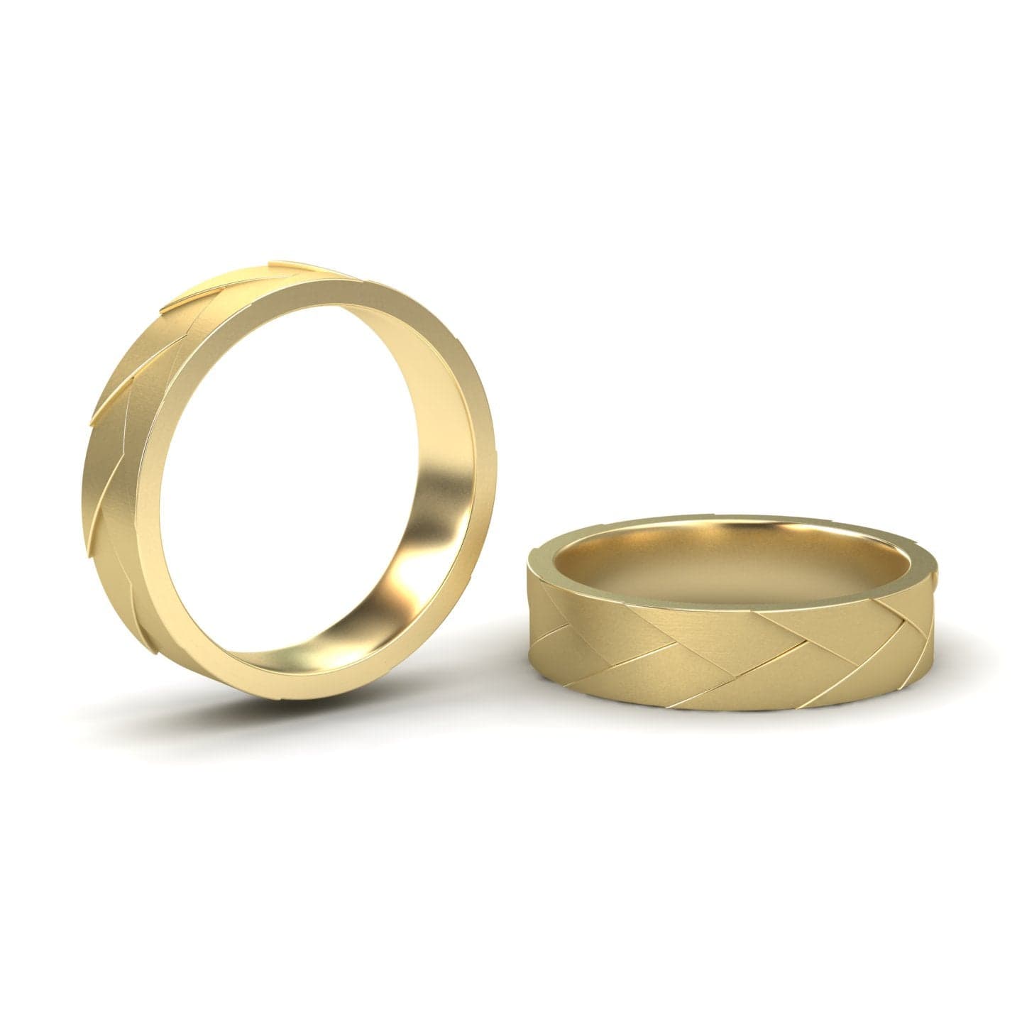 Modern Woven Pattern Gold Wedding Ring - Rocio