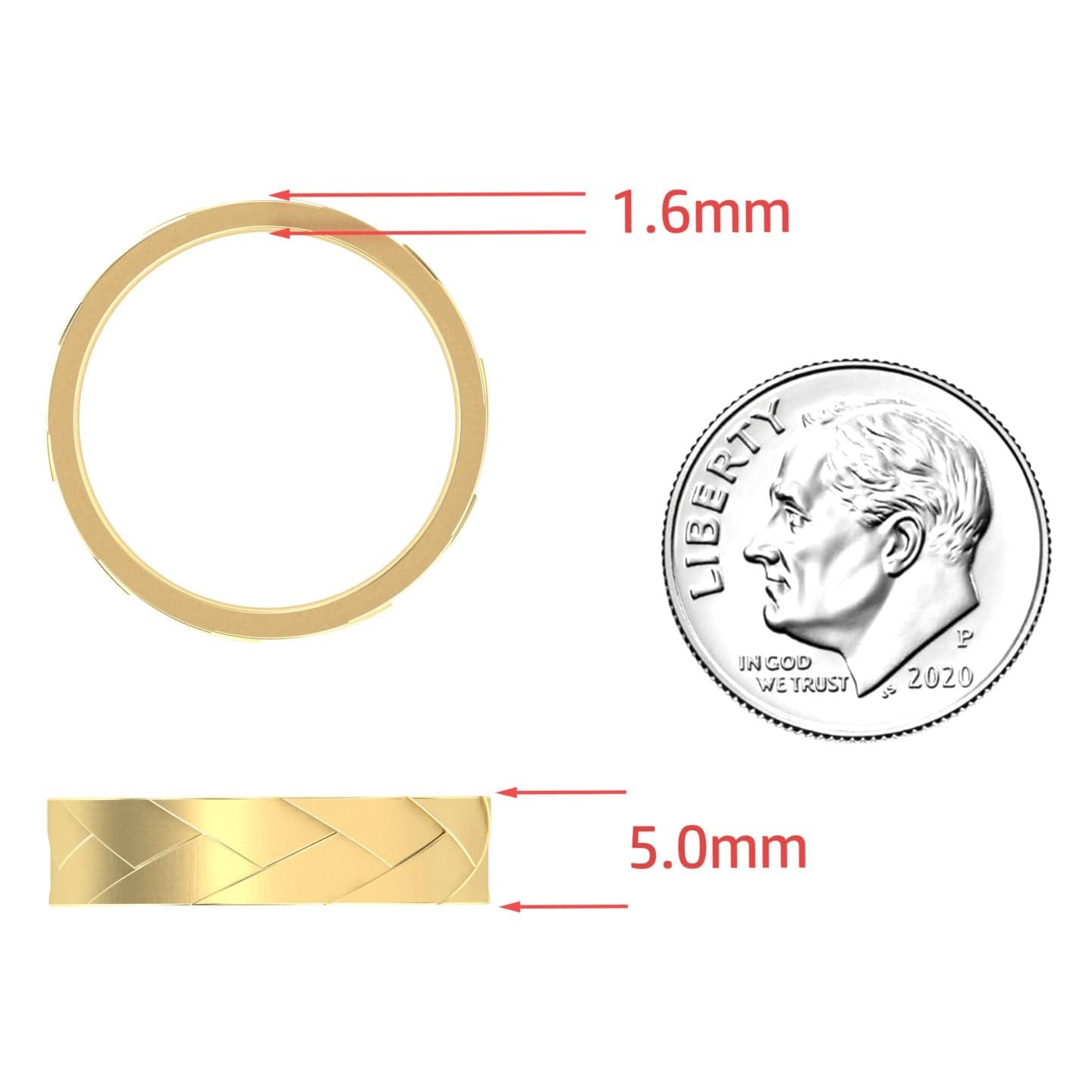 Modern Woven Pattern Gold Wedding Ring - Rocio