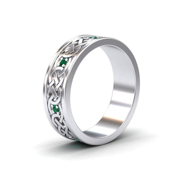 Emerald Celtic Knot Wedding Band - Li Mei