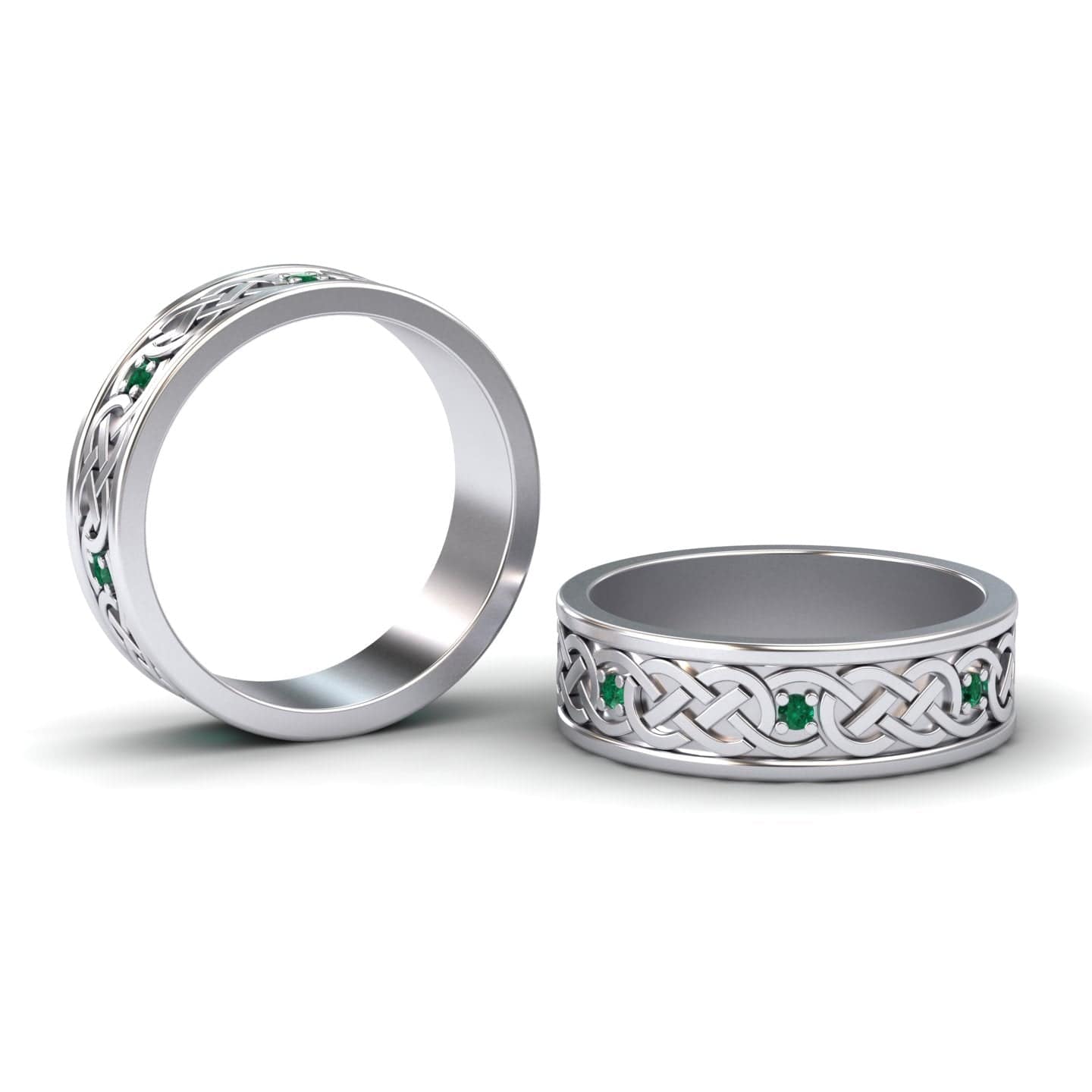 Emerald Celtic Knot Wedding Band - Li Mei