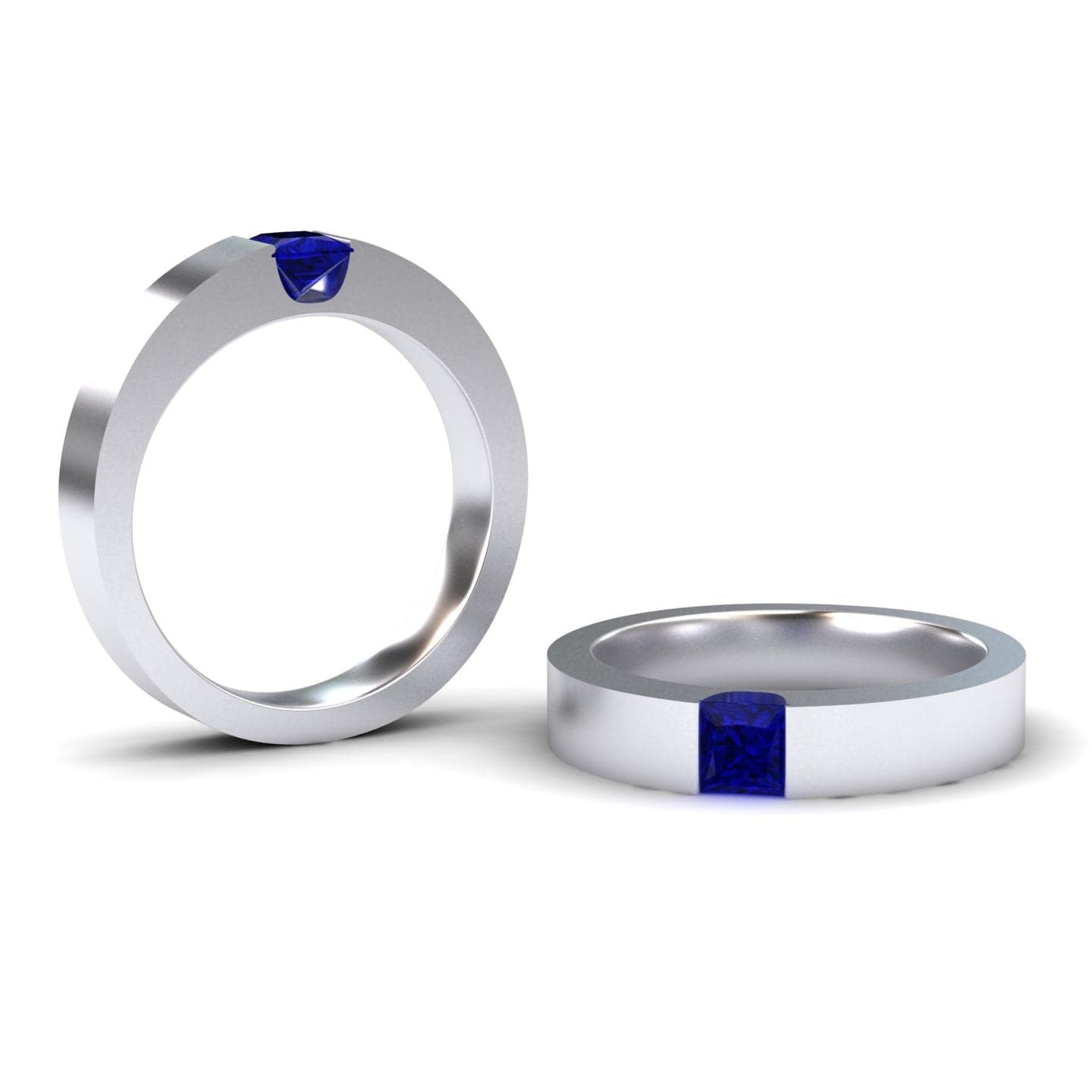 Blue Sapphire Solitaire Men's Band - Xiuling
