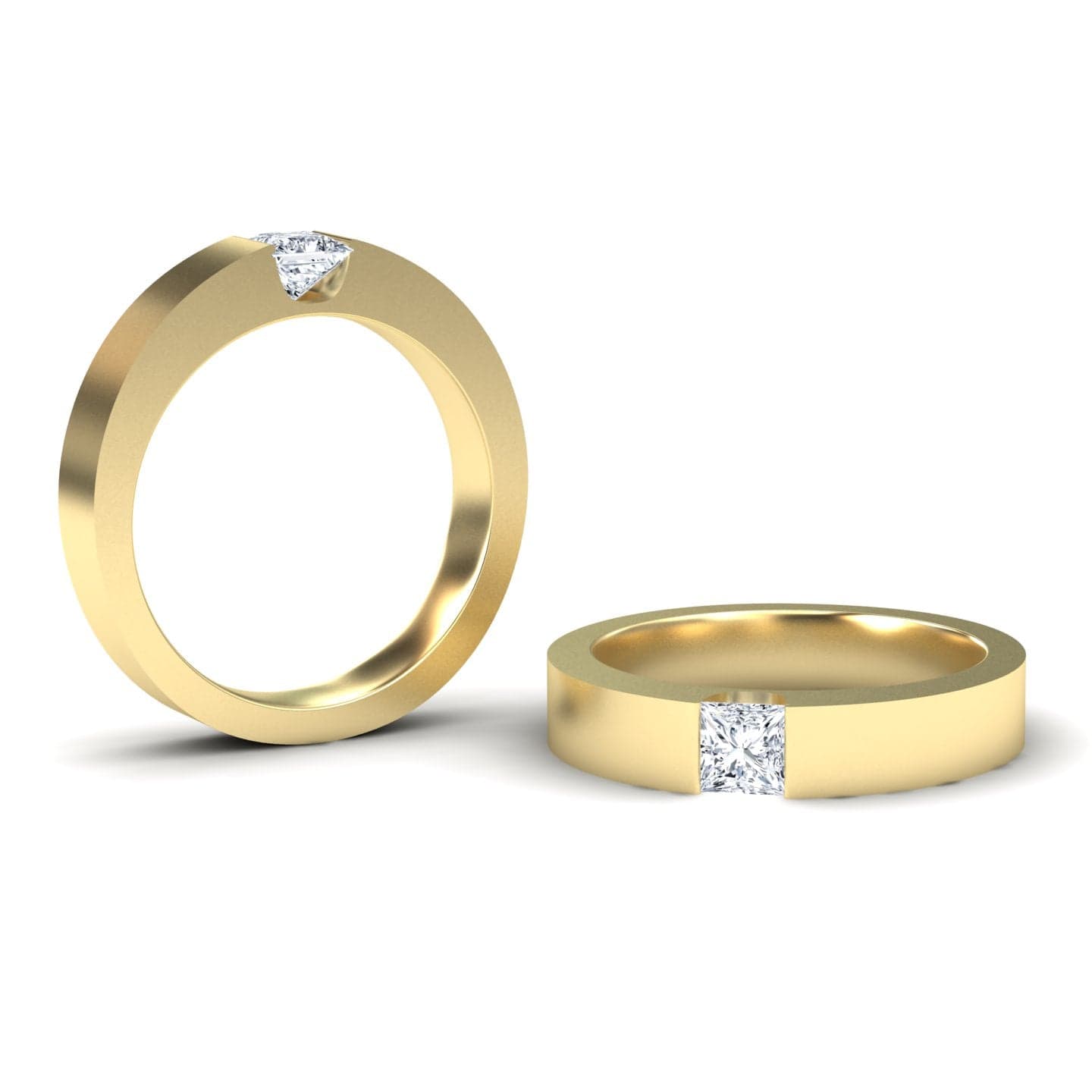 White Diamond Solitaire Men's Band - Xiuling