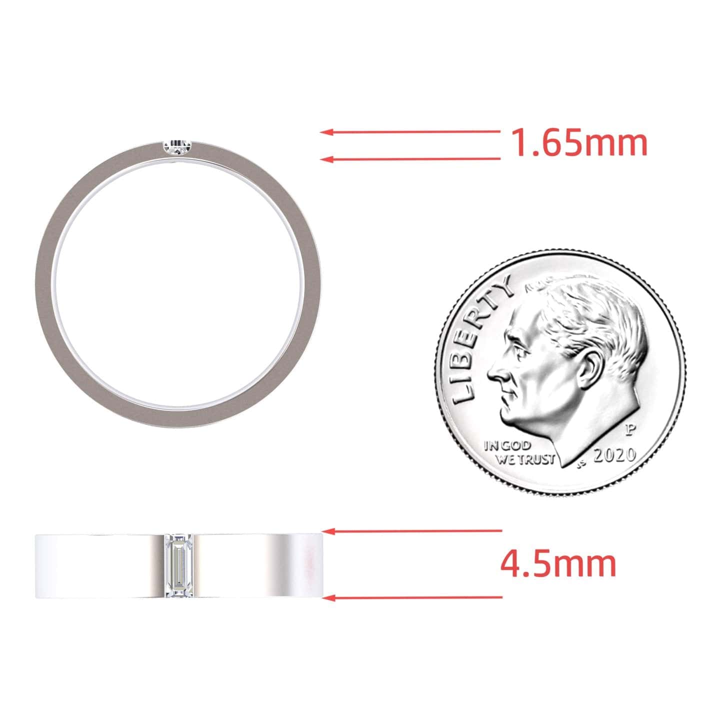 White Diamond 4.5mm Men's Band Wedding Ring - Hudson