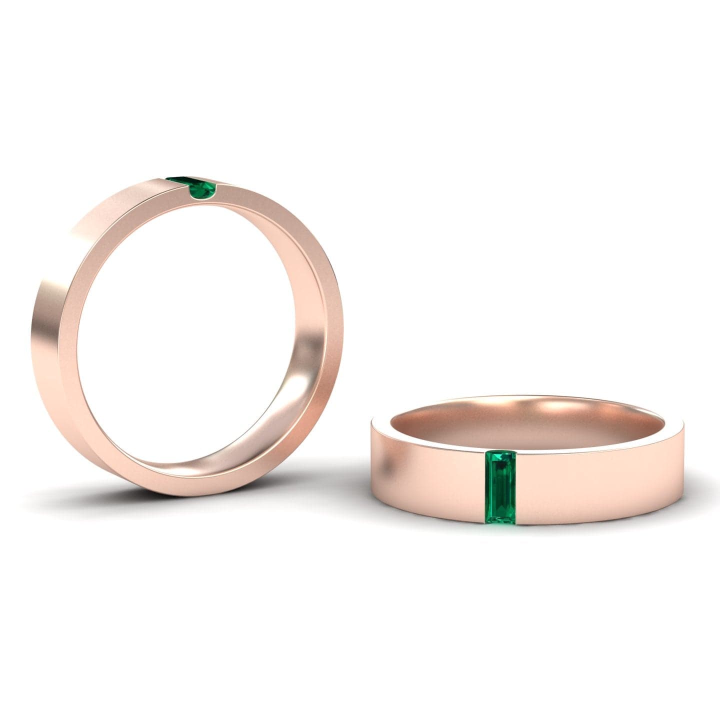 Emerald 4.5mm Men's Band Wedding Ring - Hudson