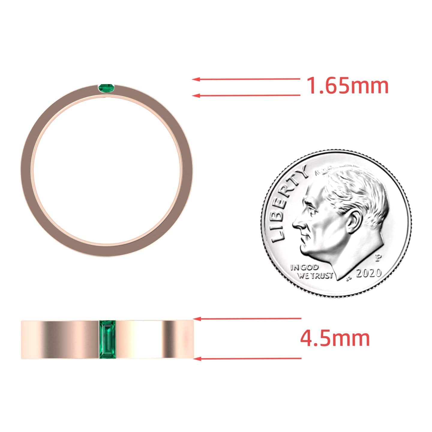 Emerald 4.5mm Men's Band Wedding Ring - Hudson