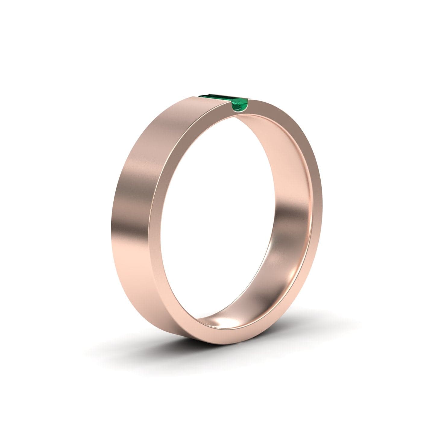 Men's 5.5mm Emerald Wedding Ring - Chase