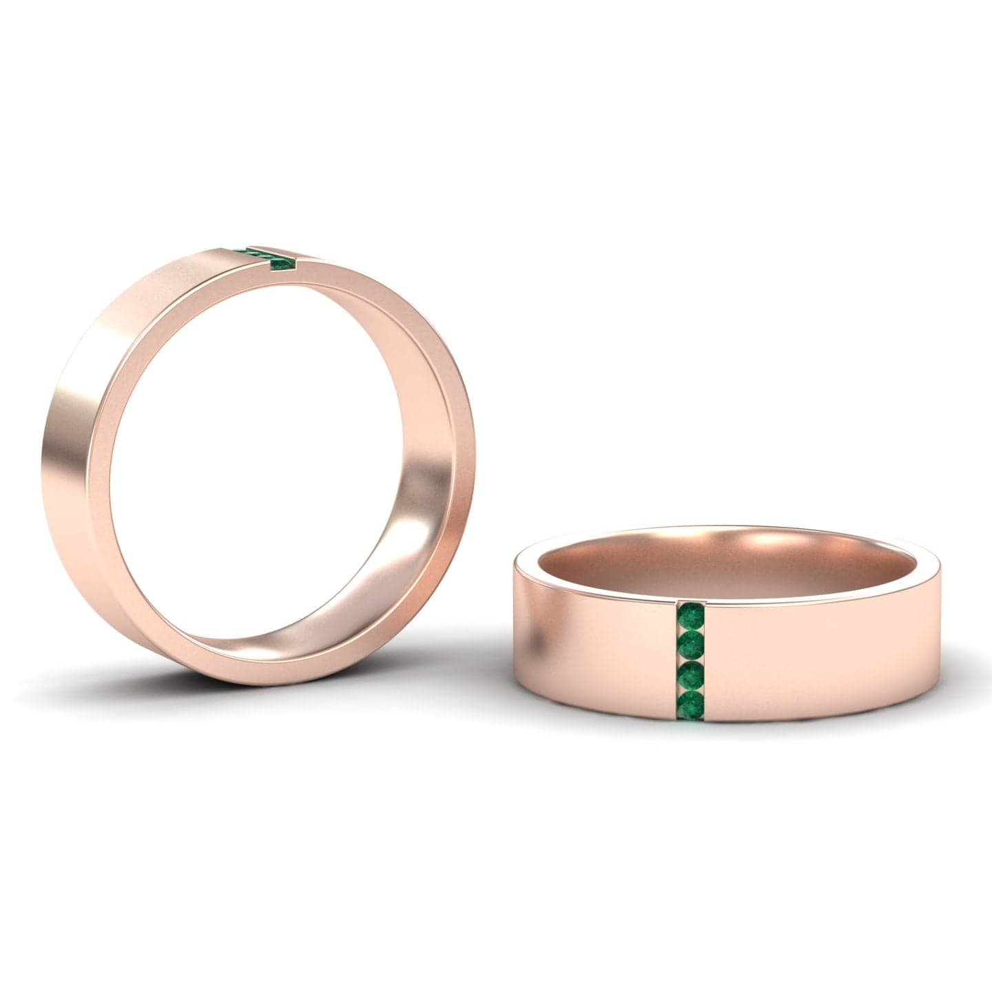 Men's 5.5mm Emerald Wedding Ring - Chase