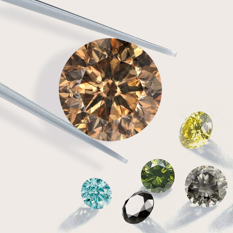 Collection of colored diamonds on a light background