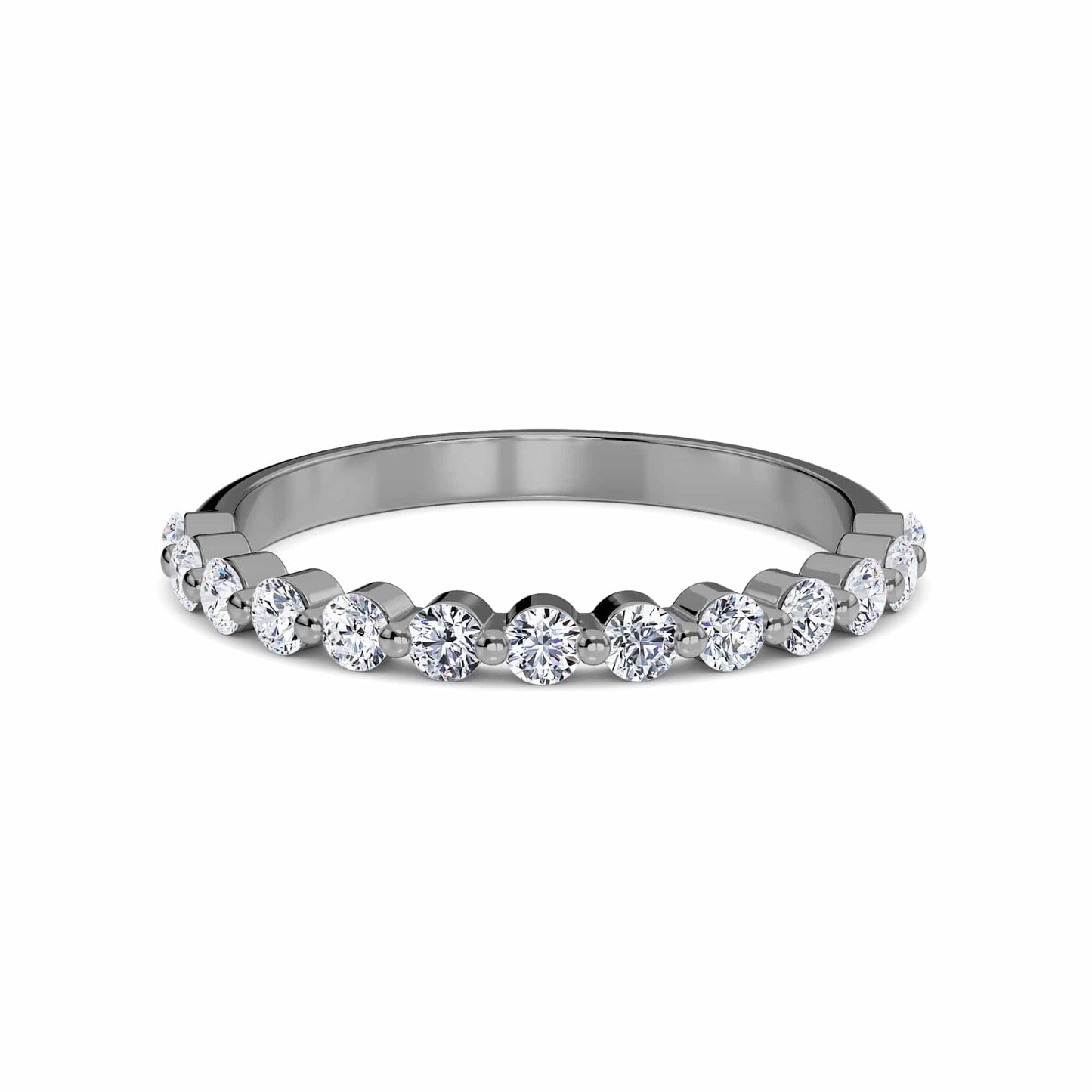 White Diamond Classic Scalloped Eternity Band Ring - Viviana