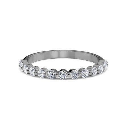 White Diamond Classic Scalloped Eternity Band Ring - Viviana