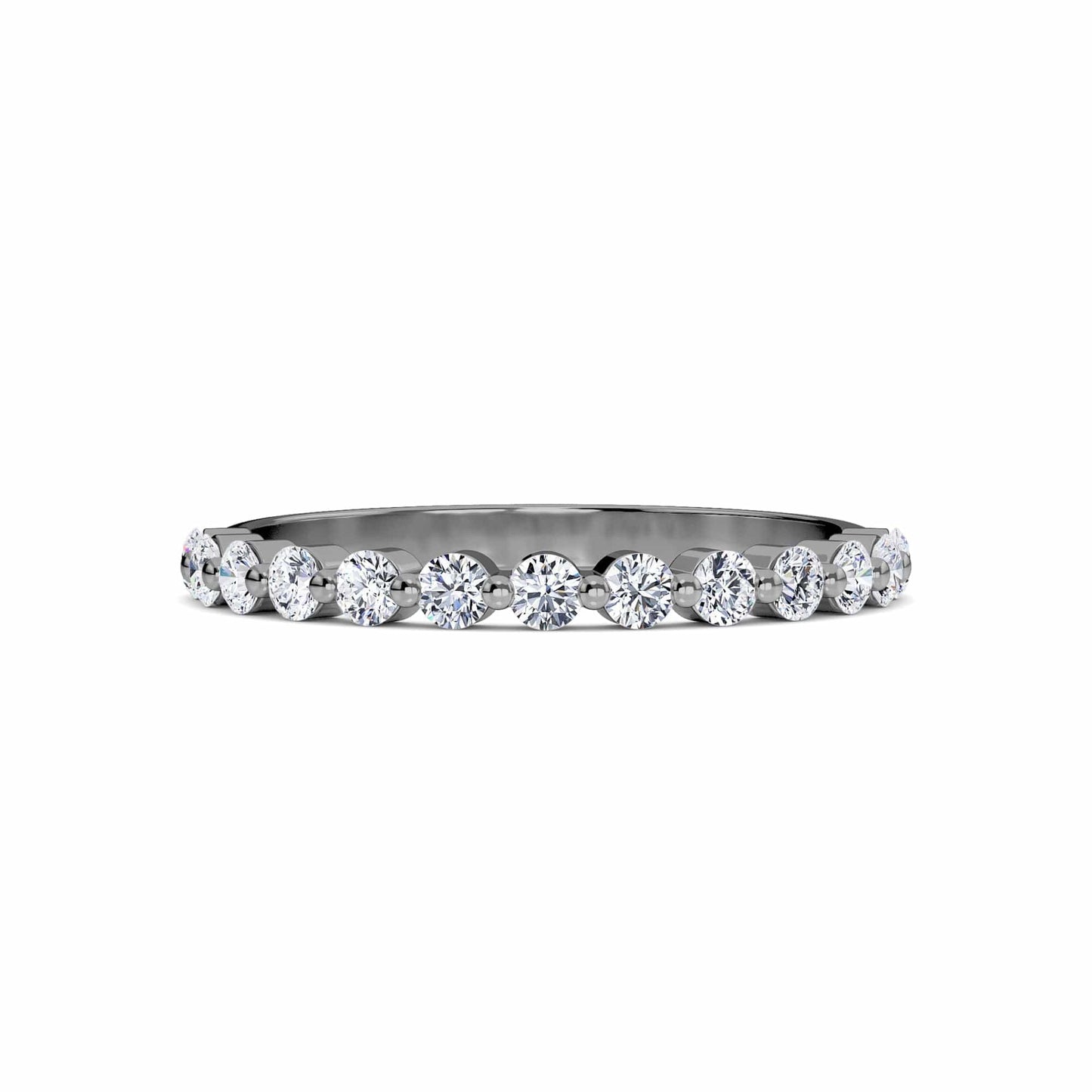 White Diamond Classic Scalloped Eternity Band Ring - Viviana