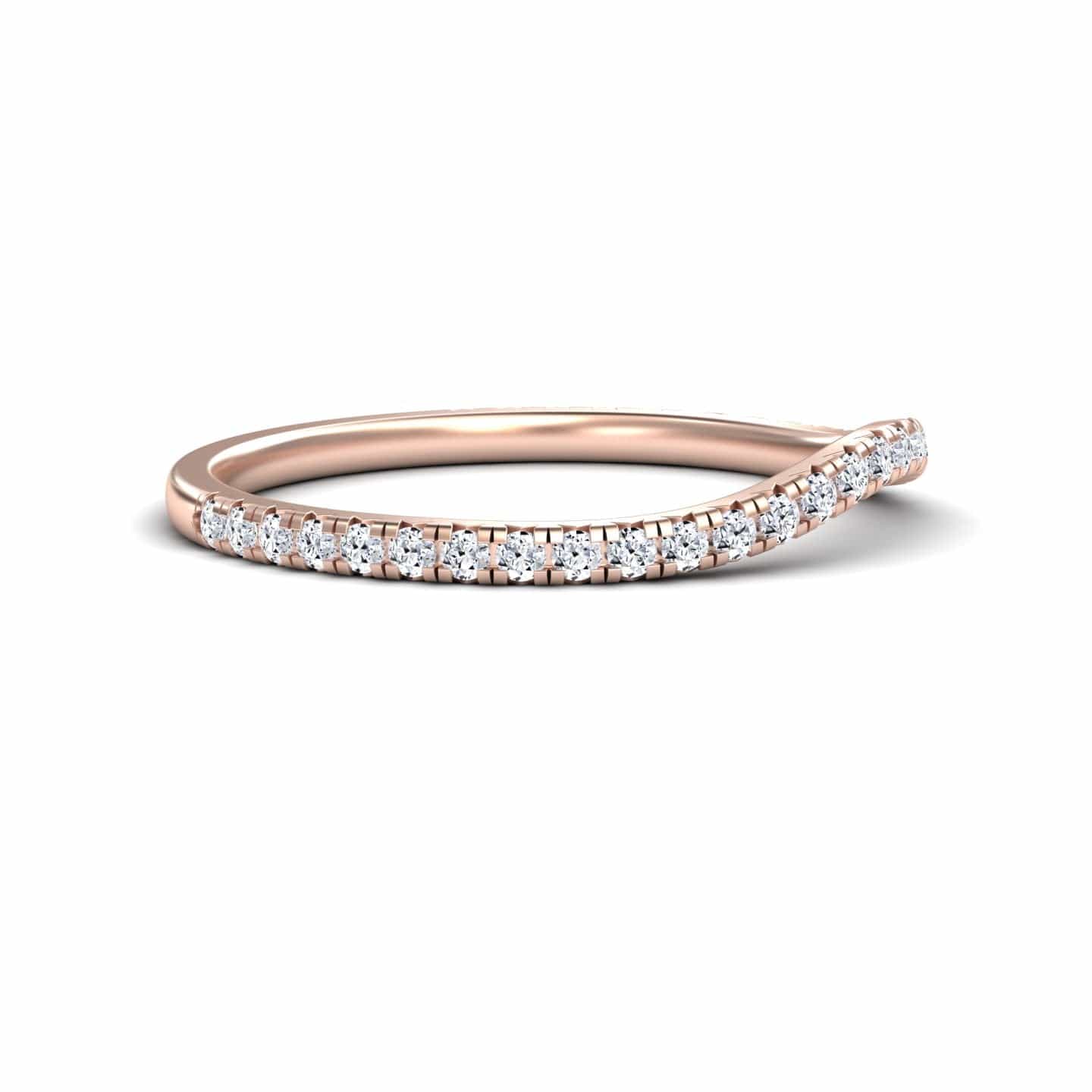 White Diamond Curved Pave Wedding Band - Sunaina