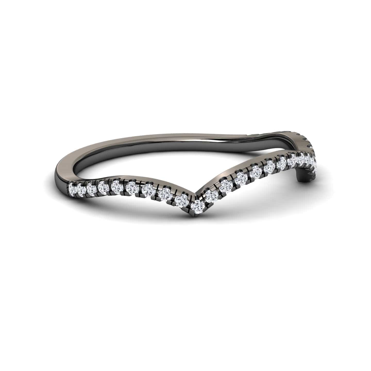 White Diamond Modern Chevron Diamond Ring - Jiali